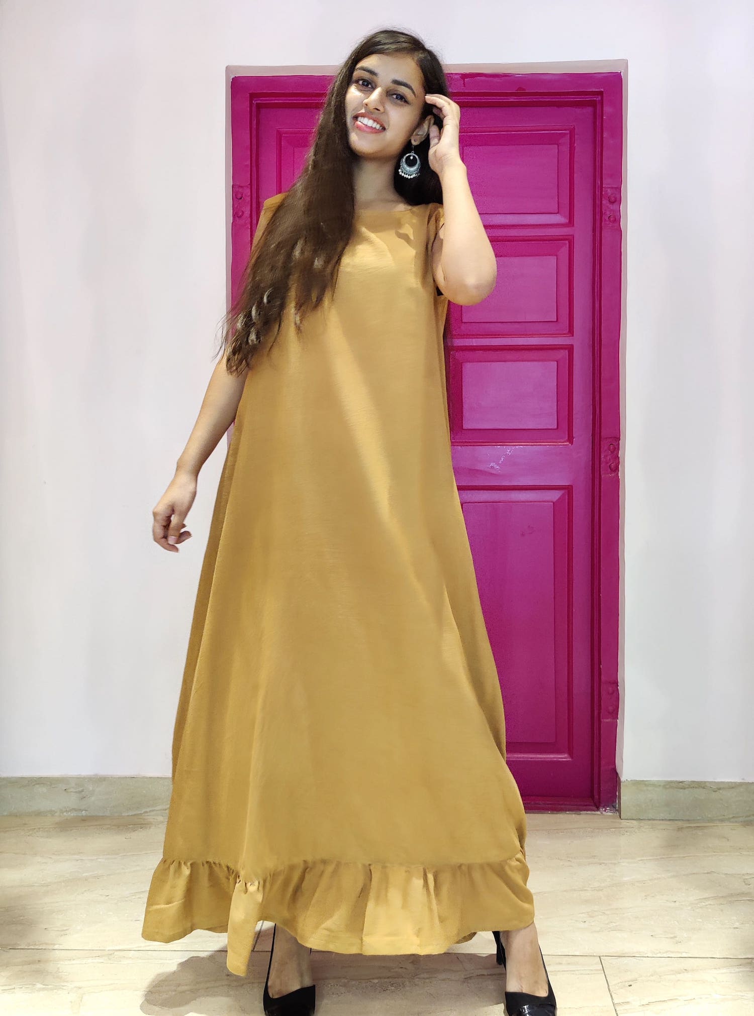 Buy Vishwa Women's Plain Yellow Sleeveless Kurti with Button Placket-40 at  Amazon.in